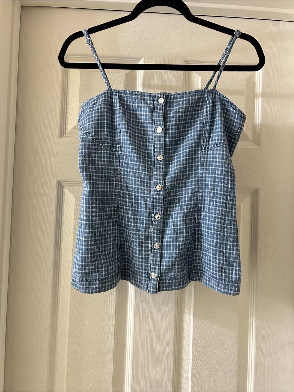 Habitual Blue Plaid Button-Front Camisole